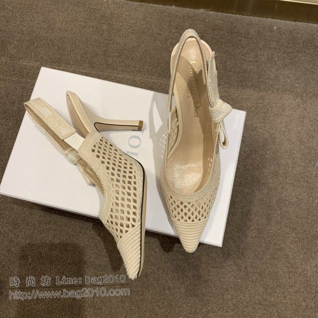 DIOR女鞋 迪奧2021專櫃新款J’ADIOR織帶鏤空尖頭涼鞋 Dior網狀露跟涼鞋  naq1519